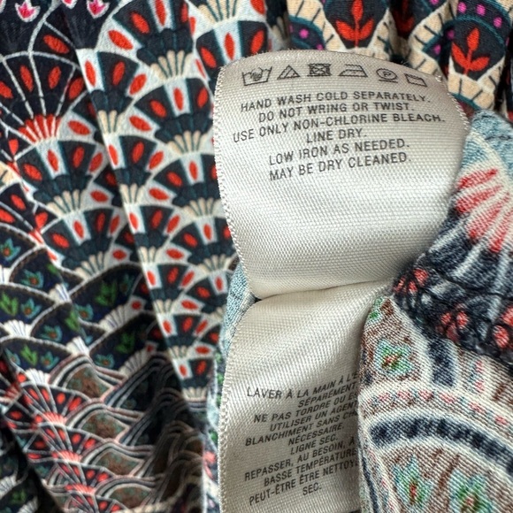 Anthropologie Maeve Size Small Monaco Empire Fan Peacock Print Boho Dress - Picture 6 of 9